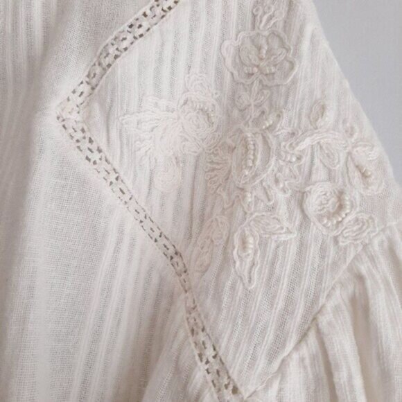 ZARA Cotton Linen Blend Boho Floral Embroidery Wrap Top Sz S - Picture 7 of 13